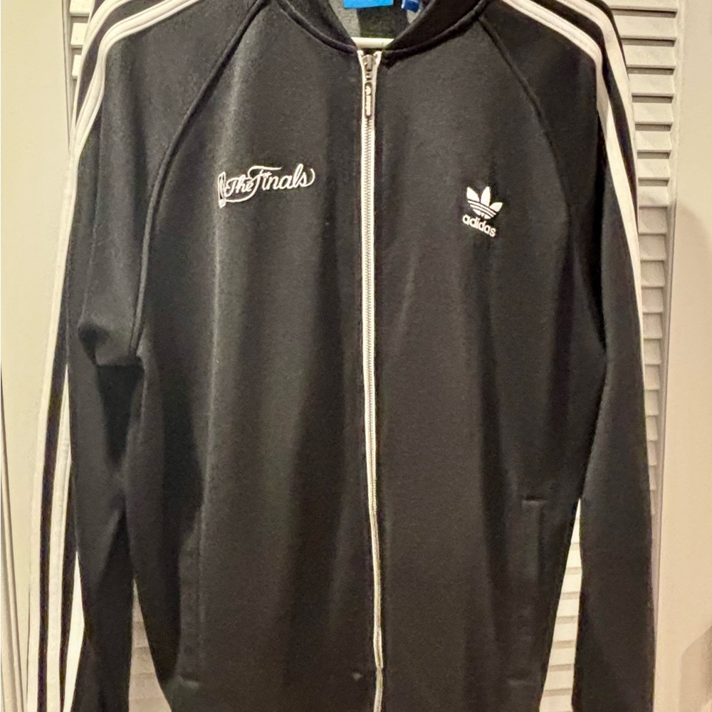 Vintage NBA Adidas Black Jacket with White Accents